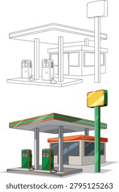 Modern roadside gas station