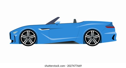 Modern roadster. Side view of a convertible or cabriolet. Vector car icon for road traffic and transportation illustrations.