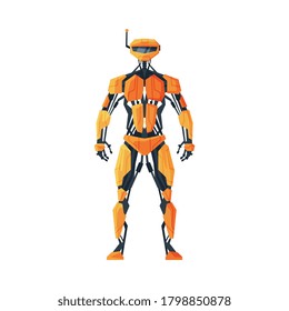 Modern Robot, Android Future Robotic Technology, Cybernetic Artificial Intelligence Machine Vector Illustration on White Background