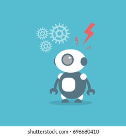 Modern Robot Artificial Intelligence Technology Concept Flat Vector Illustration