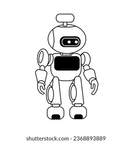 Ilustración moderna del vector blanco y negro de robots. Vector Ai Robot
