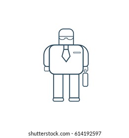 Modern Robot Business Man Futuristic Mechanism Thin Line Vector Illustration