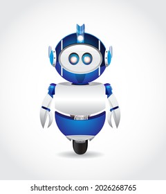 Modern Robot Charcter In Blue And White Color