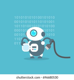 Modern Robot Connection Repair Artificial Intelligence Technology Concept Flat Vector Illustration