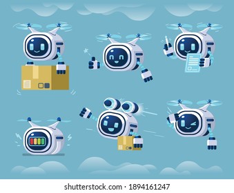 modern robot drone character mascot set