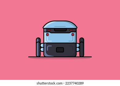 Modern Robot Food Delivery vector illustration. Science and Technology object icon concept.  Food safe and good delivered by robot machine vector design. Robot delivery and new technology concept.