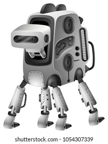 Modern robot with four legs illustration