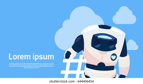 Modern Robot, Futuristic Artificial Intelligence Mechanism Technology Flat Vector Illustration