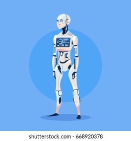 Modern Robot Futuristic Artificial Intelligence Technology Concept Flat Vector Illustration