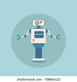 Modern Robot Futuristic Artificial Intelligence Mechanism Technology Flat Vector Illustration