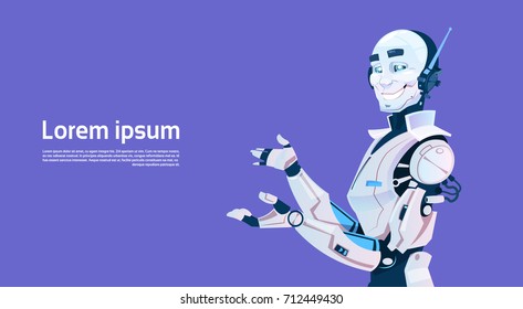 Modern Robot, Futuristic Artificial Intelligence Mechanism Technology Flat Vector Illustration