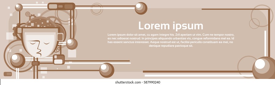 Modern Robot Futuristic Mask Mechanism Technology Vector Illustration