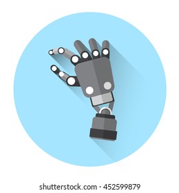 Modern Robot Hand Finger Touch Screen Icon Flat Vector Illustration