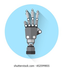 Modern Robot Hand Palm Icon Flat Vector Illustration