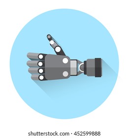 Modern Robot Hand Thumb Up Icon Flat Vector Illustration