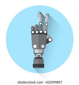Modern Robot Hand Victory Peace Gesture Icon Flat Vector Illustration