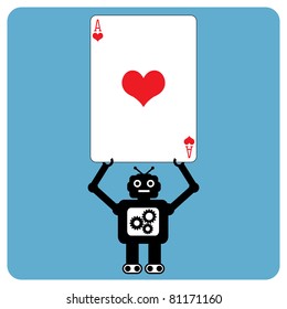 Modern robot with heart ace