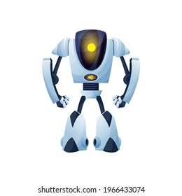 Modern robot hi-tech character folding legs, arms isolated cartoon character. Vector droid kids toy, cyborg plastic futuristic robot sci-fi hi-tech machine. Artificial intelligence automation bot