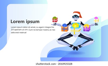 moderne Roboterhalterung Geschenkbox Geburtstag oder Feiertage künstliche Intelligenz Konzept