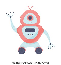 Modern Robot and Humanoid Bot with Smiling Face as Artificial Intelligence Vector Illustration