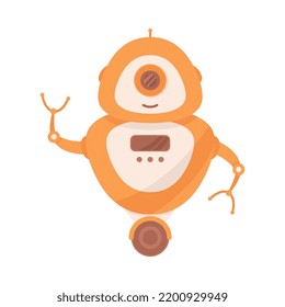 Modern Robot and Humanoid Bot with Smiling Face as Artificial Intelligence Vector Illustration