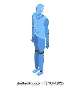 Ícono moderno de robot humanoide. Isométrico del moderno robot humanoide icono para el diseño web aislado en fondo blanco