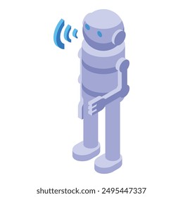 Modern robot listening voice command in isometric view for any kind of projects on robotics, artificial intelligence and automation