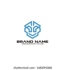 modern robot logo design vector template