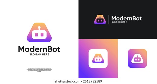 Modern robot logo template. Virtual smart assistant Bot icon vector.