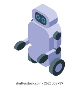 Robô moderno movendo-se sobre rodas visão isométrica