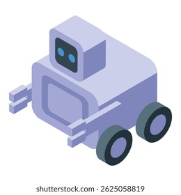 Modern robot moving on wheels isometric view isolated on white background