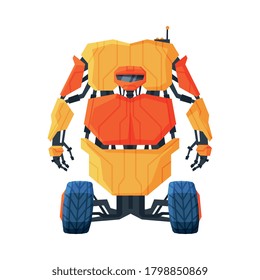 Modern Robot on Wheels, Robotic Technology, Artificial Intelligence, Automation Concept Vector Illustration on White Background