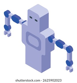 Modern robot operating with arms outstretched in an isometric icon style