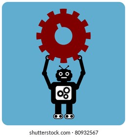 Modern robot with red gear