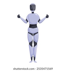 El robot moderno está mostrando el gesto de aprobación de su proyecto
