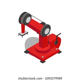 Modern robot sketch isolated on white backdrop, mechanical tool that helping on production lines, colorful vector illustration of special tech machine