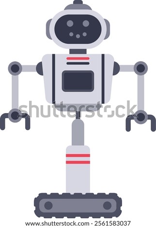 Modern robot standing on tank tracks, showcasing artificial intelligence and advanced technology, representing the future of robotics and automation