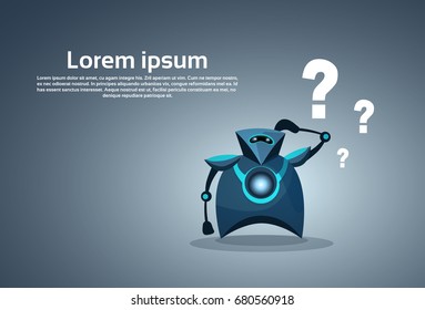 Modern Robot Thinking Question Artificial Intelligence Concept Vector Illustration
