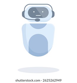 Robô moderno usando headset está respondendo perguntas e fornecendo suporte ao cliente