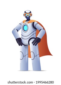 modern robot wearing super hero cloak artificial intelligence concept