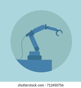 Modern Robotic Arm Conveyor Technology Icon Flat Vector Illustration