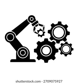 Modern robotic arm engaged with mechanical gears.
