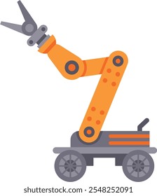 Modern robotic arm with gripper attached to a wheeled platform, designed for lifting and manipulating objects in industrial or research settings, showcasing automation and technological advancement