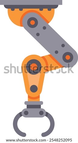 Modern robotic arm is picking up an object in a factory setting, showcasing automation and advanced technology in manufacturing processes