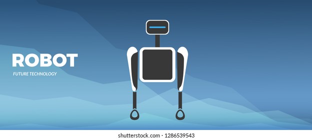 Modern robotic vector illustration background with cool stylish smart robot, and text with copy space. Future concept elements design