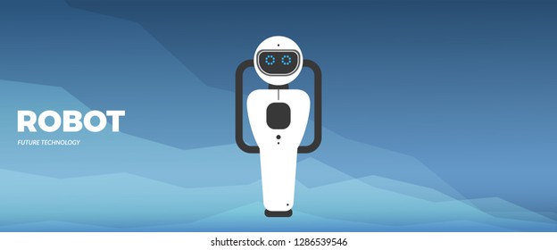 Modern robotic vector illustration background with stylish humanoid robot and text with copy space. Future concept elements design