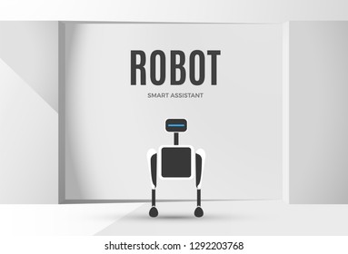 Modern robotic vector illustration with stylish smart robot autonomous house helper