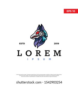 modern robotic wolf logo. simple icon, template design