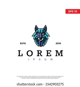 modern robotic wolf logo. simple icon, template design