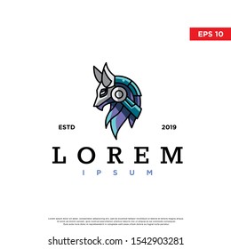 modern robotic wolf logo. simple icon, template design